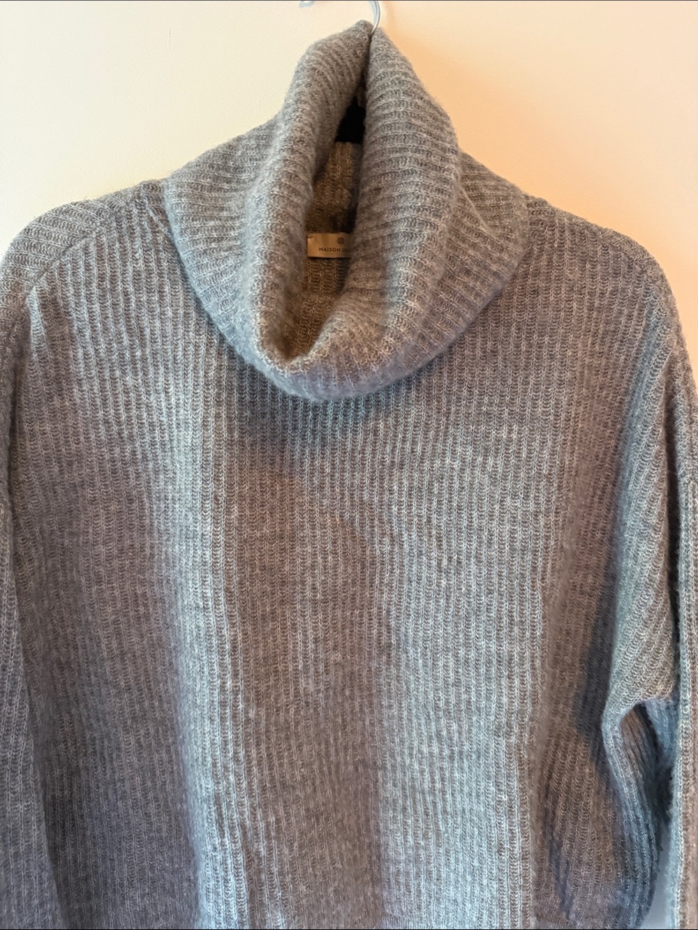Soft Ribbed Grey Cowl Neck Sweater - Picture 3 of 5